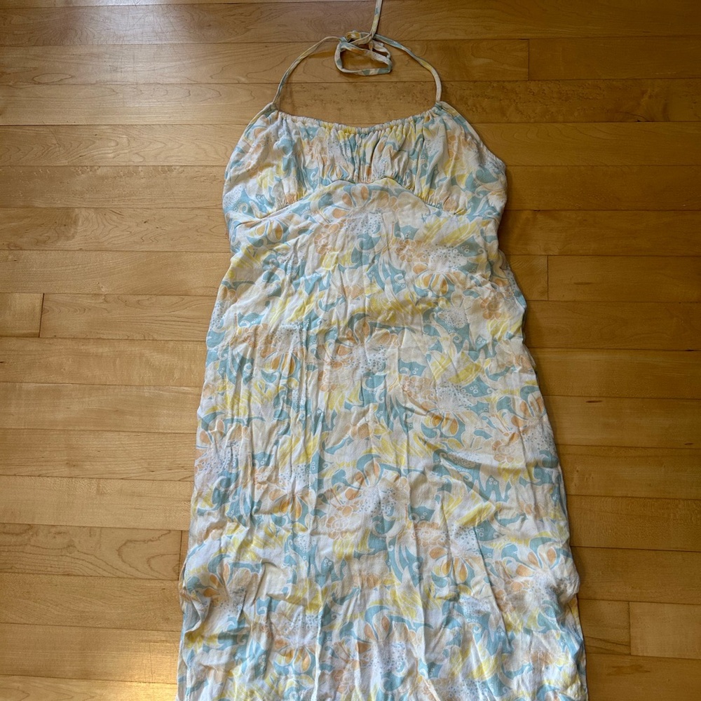 Patterned halter midi dress